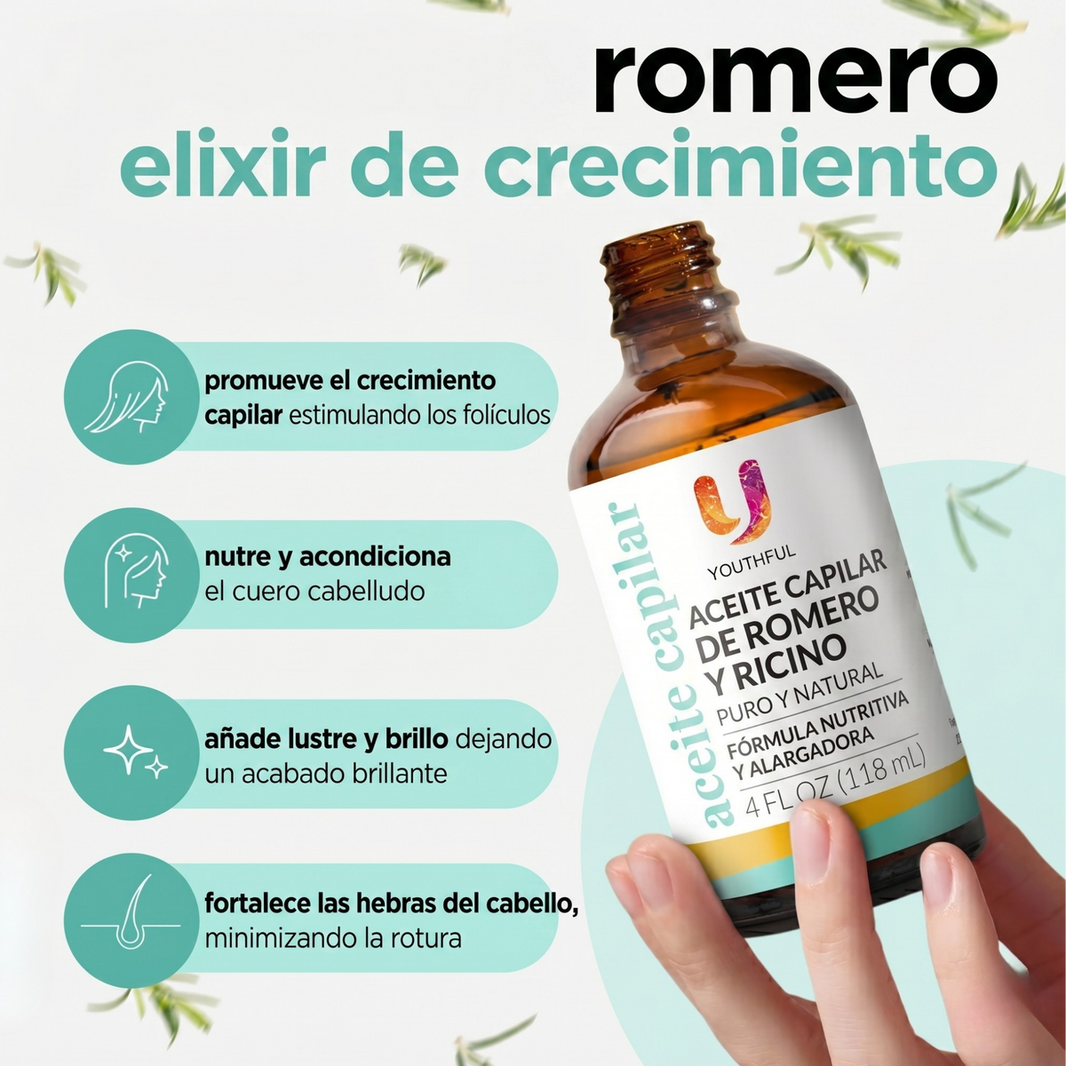 Aceite Romero + Ricino con brocha